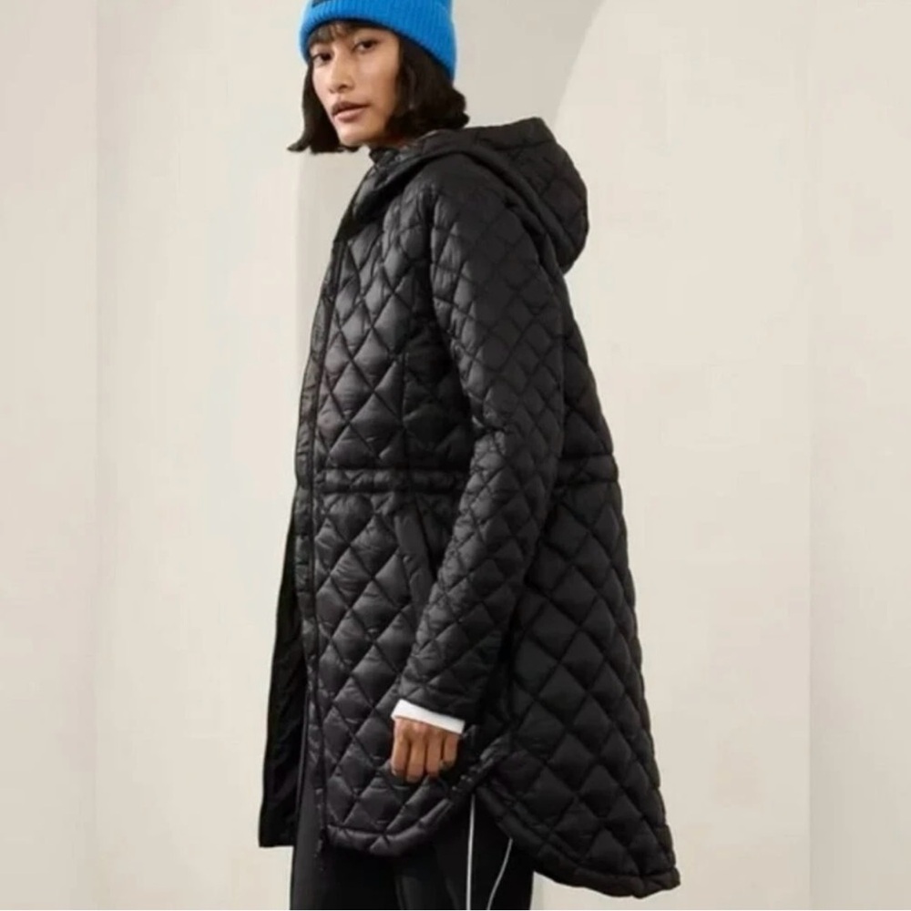 Athleta Black Quilted Hooded Puffer Jacket size 3x